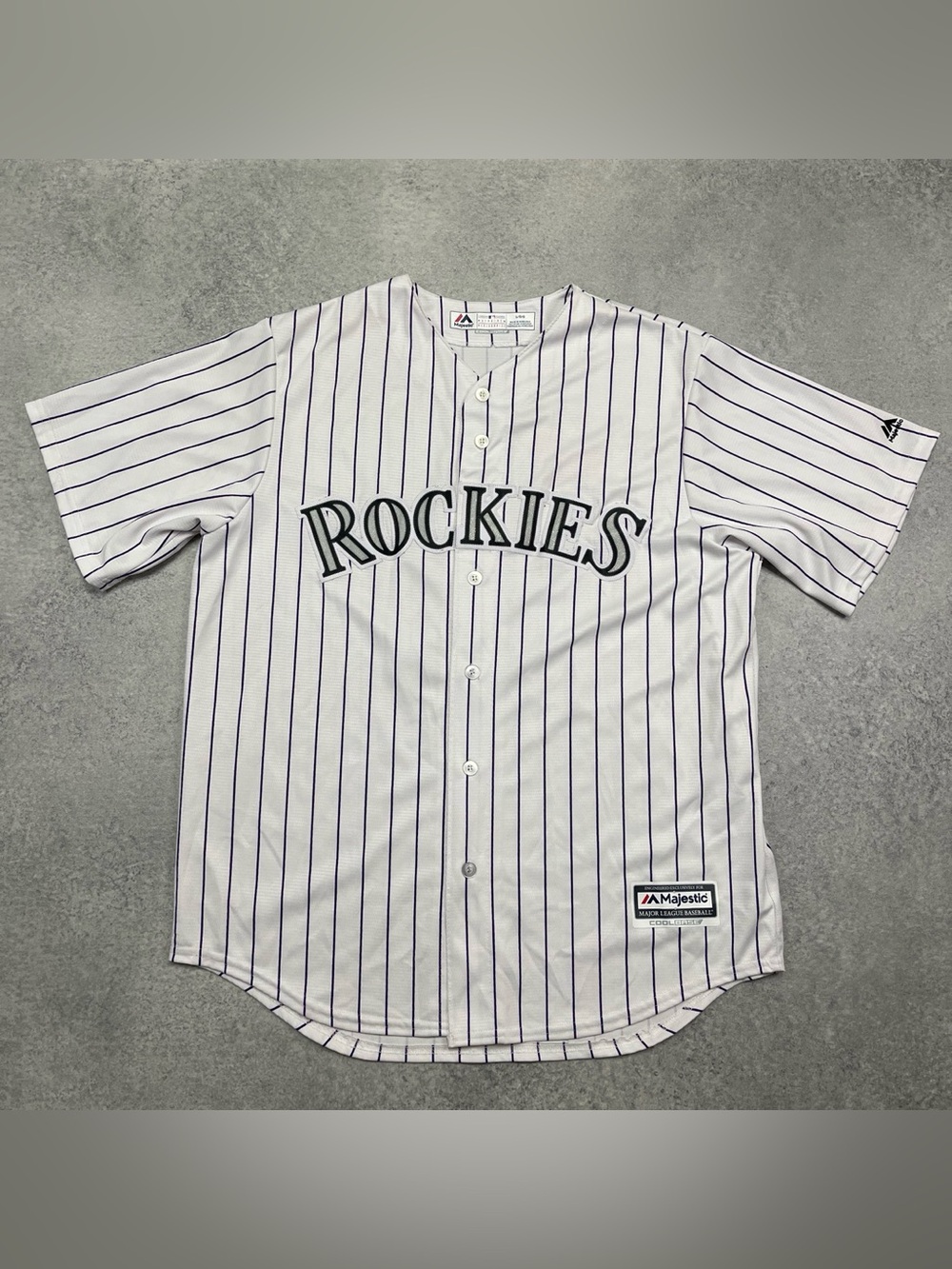 Vintage Majestic Colorado Rockies MLB Blackmon White Pinstripes Baseball Jersey